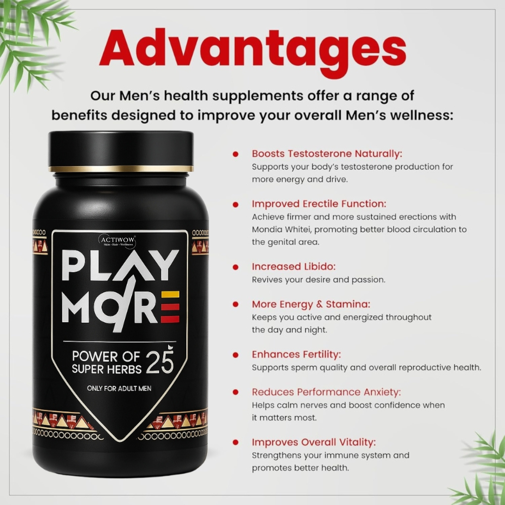 Actiwow Play More Capsules & Oil Combo | Free Vitality Booster Actiwow