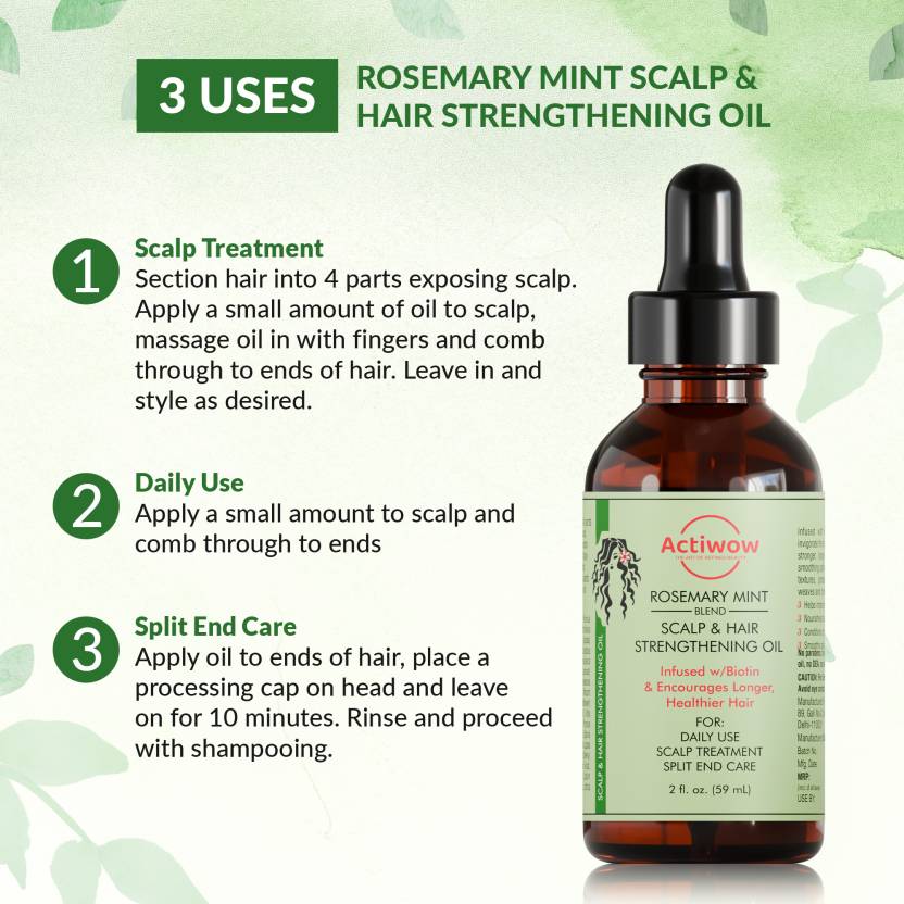 Actiwow Rosemary Mint Scalp & Hair Strengthning Oil (60ml) Actiwow