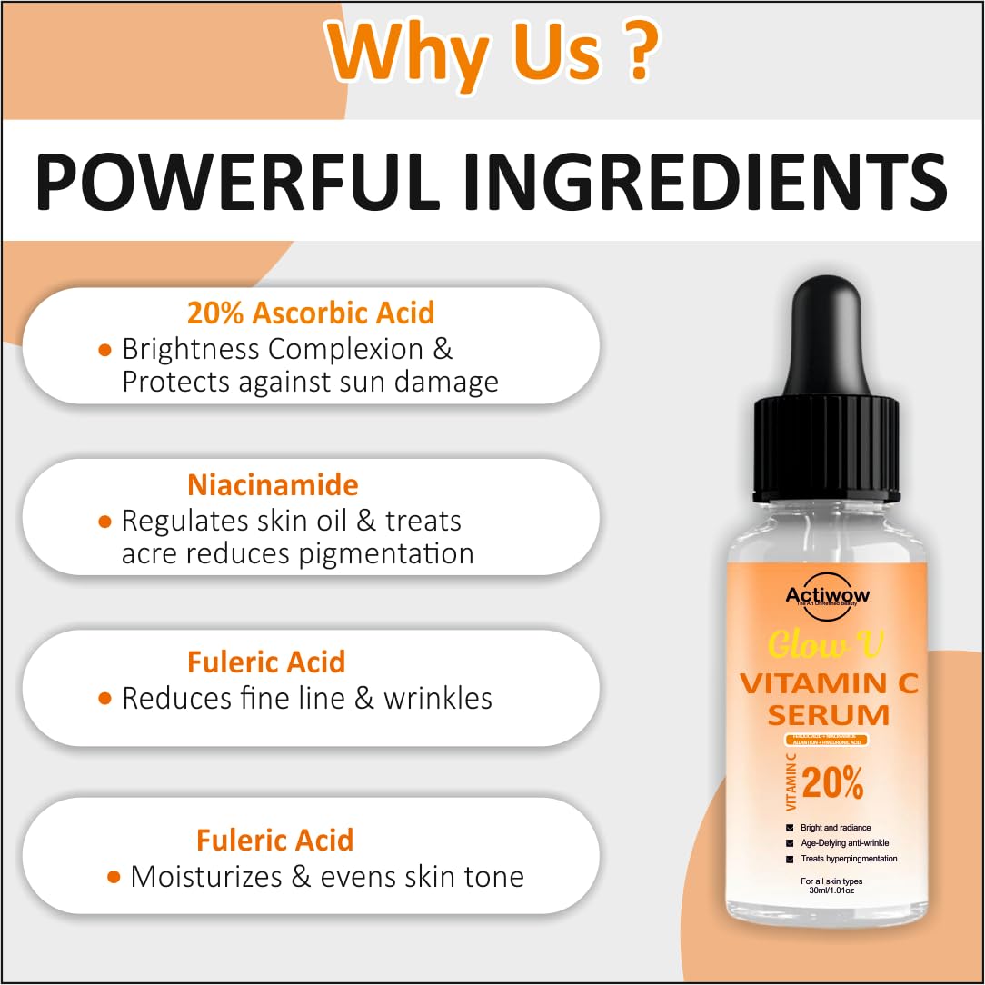 Actiwow Vitamin C 20% Serum With Hyaluronic Acid & Papaya Extract (30ml) Actiwow