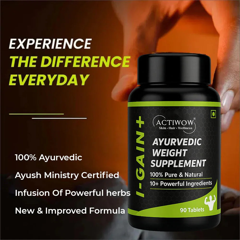 Actiwow iGain+ Ayurvedic Weight Supplement Tablets (90 Tablets) Actiwow
