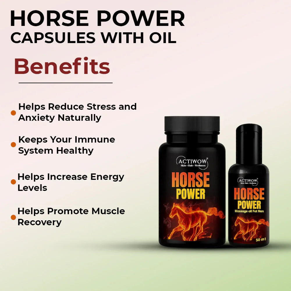 Horse Power Capsules & Oil Combo – Boost Men’s Stamina & Energy Naturally Actiwow