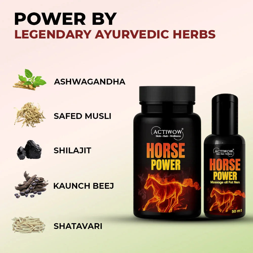 Horse Power Capsules & Oil Combo – Boost Men’s Stamina & Energy Naturally Actiwow