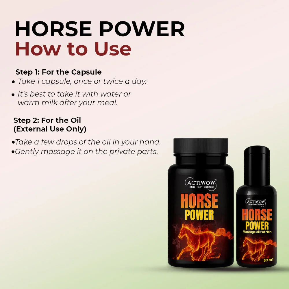 Horse Power Capsules & Oil Combo – Boost Men’s Stamina & Energy Naturally Actiwow