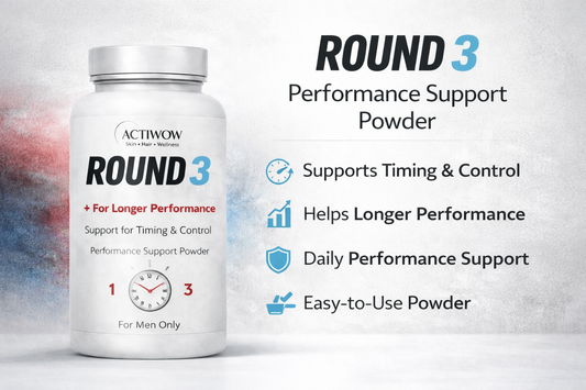 ACTIWOW Round 3 Performance Support Powder for Men – For Longer Performance & Timing Control