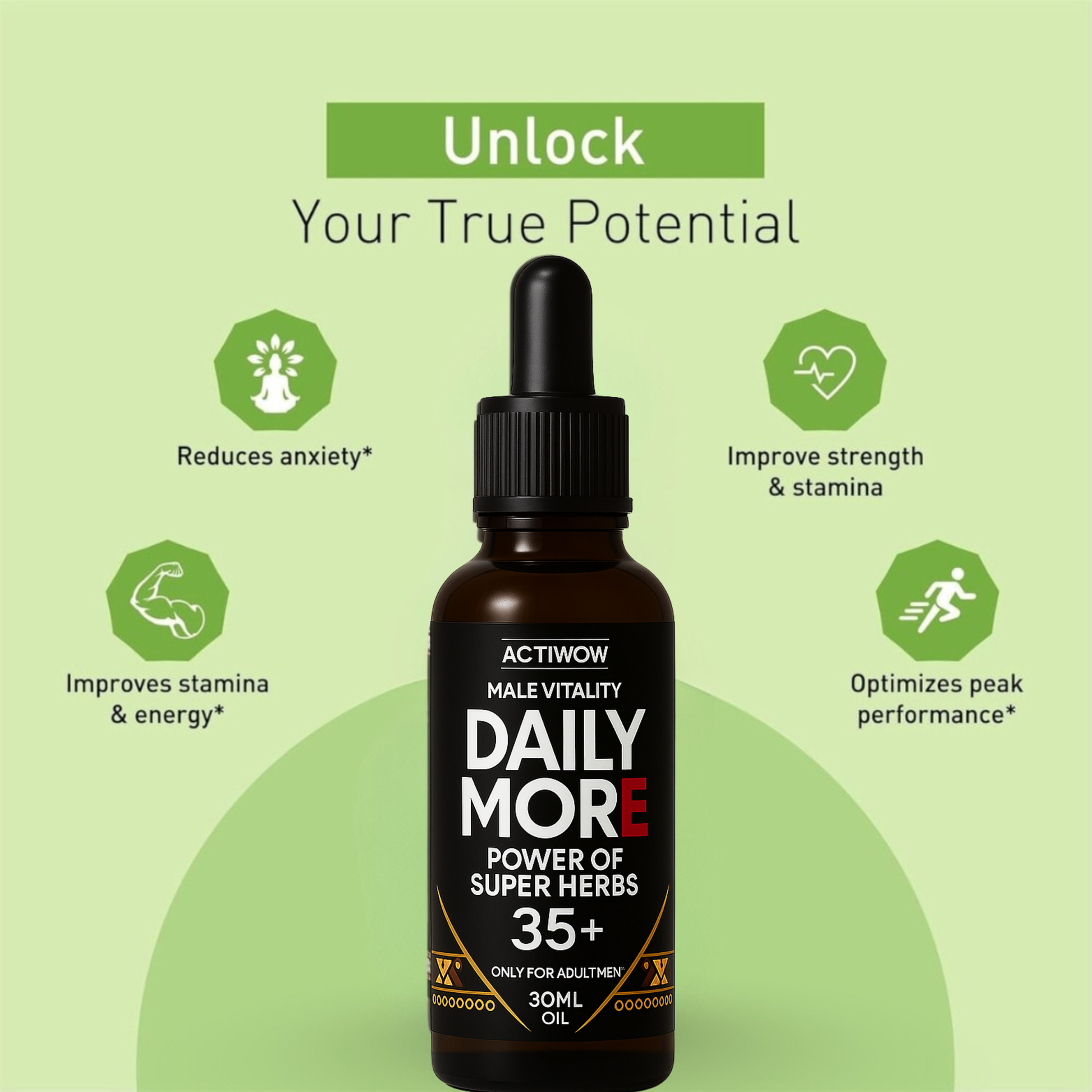 Actiwow Daily More Oil – Power of 25 Super Herbs for Men (30ml) Actiwow