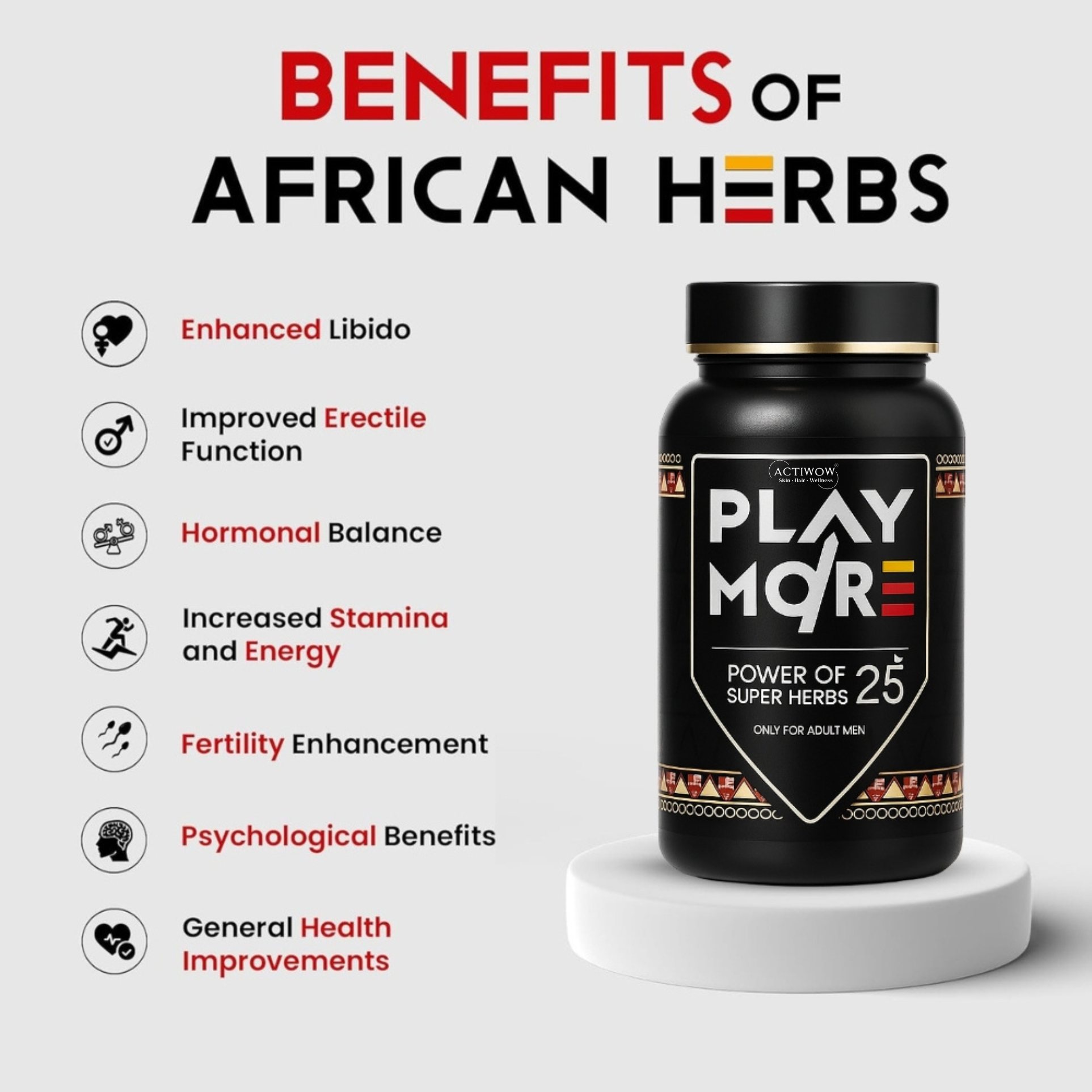 Actiwow Play More Capsules & Oil Combo | Free Vitality Booster Actiwow